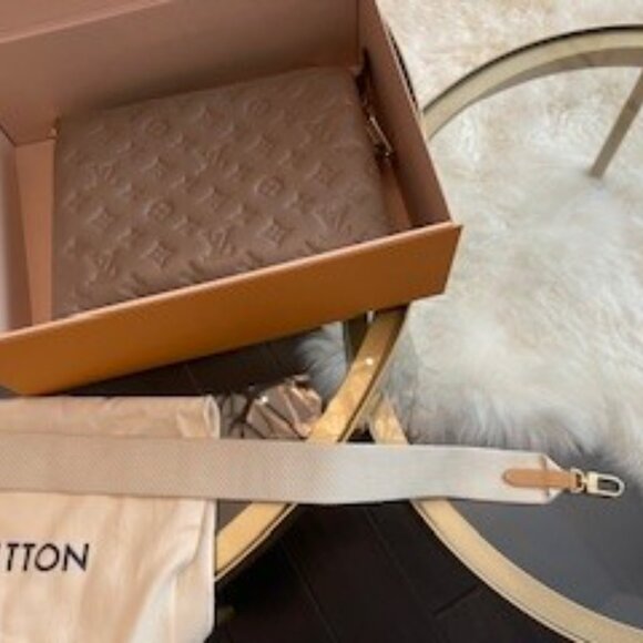 GIFTABLE LOUIS VUITTON  Lambskin Embossed Monogram Coussin PM Taupe - Picture 6 of 16